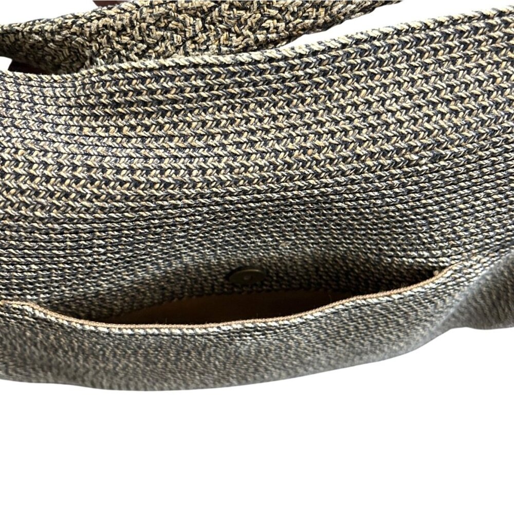 Eric Javits New York Metallic Woven Raffi Hobo Bag Brown with Gold-Ring Detail - Picture 3 of 7